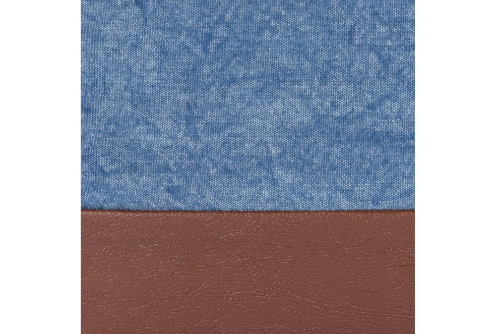 18"X18" Denim + Faux Leather Floor Pouf 7 18"X18" Denim + Faux Leather Floor Pouf - Image 5