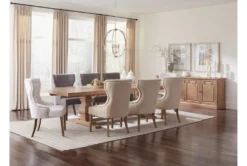 Katherine 94" Rectangular Double Pedestal Dining Table -Furniture Store 288728 brown wood dining table room 85