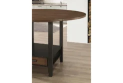 Jarvis Round Drop Leaf 60" Counter Table -Furniture Store 288808 brown wood counter height table detail 45