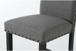 Kingsley Grey/Black Solid Back Counter Stool Nailhead Trim -Furniture Store 289187 grey fabric counter height stool detail 45