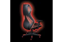 Spectrum Black Gaming Chair With Red Accents, Adjustable Height Armrests & Battery Operated Led Lights -Furniture Store 289893 red polyurethane gaming chair detail 46