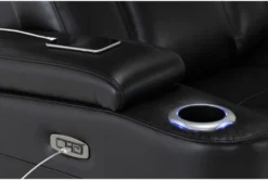 Eastwood Midnight 75" Power Reclining Storage Console Loveseat With Power Headrest & USB -Furniture Store 290155 black polyester console loveseat detail 45