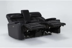 Eastwood Midnight 75" Power Reclining Storage Console Loveseat With Power Headrest & USB -Furniture Store 290155 black polyester console loveseat side 22