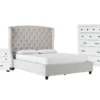 Mariah King Velvet Upholstered 3 Piece Bedroom Set With Wade Chest Of Drawers + Nightstand -Furniture Store 291265 beige fabric bedroom set signature 01