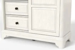 Sophia II Queen Upholstered Storage 5 Piece Bedroom Set With Kincaid Dresser, Mirror, Wardrobe + Open Nightstand -Furniture Store 292053 beige fabric bedroom set detail 49