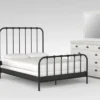 Knox King Metal 4 Piece Bedroom Set With Sinclair Pebble Dresser, Mirror + Bedside Table -Furniture Store 292464 black metal bedroom set signature 01