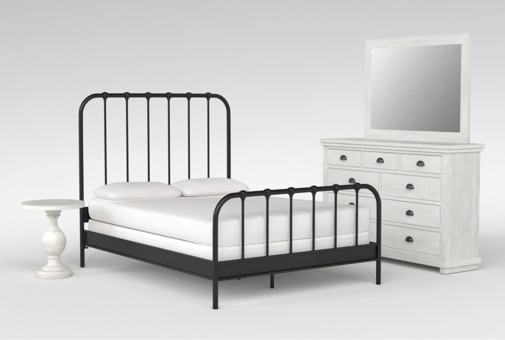 Knox King Metal 4 Piece Bedroom Set With Sinclair Pebble Dresser, Mirror + Bedside Table 3 Knox King Metal 4 Piece Bedroom Set With Sinclair Pebble Dresser, Mirror + Bedside Table