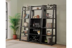 Regis Black 72" Angled Bookshelf -Furniture Store 292516 black wood bookcase room 85