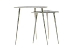 Grey Aluminum Accent Table Set Of 2 -Furniture Store 293133 grey multi media accent table front 03