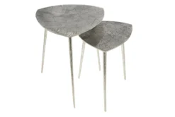 Grey Aluminum Accent Table Set Of 2 -Furniture Store 293133 grey multi media accent table front 04