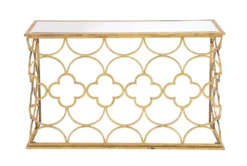 49X31 Gold Iron Console Table -Furniture Store 293356 gold multi media sofa table signature 01