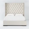 Halle Queen Hand Tufted Upholstered Shelter Bed With Nailhead Wings -Furniture Store 293439 beige fabric bed signature 01