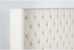 Halle California King Hand Tufted Upholstered Shelter Bed -Furniture Store 293440 beige fabric bed detail 45