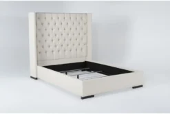 Halle California King Hand Tufted Upholstered Shelter Bed -Furniture Store 293440 beige fabric bed side 19