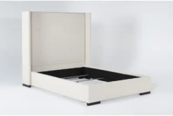 Halle California King Upholstered Shelter Bed 9 Halle California King Upholstered Shelter Bed -Furniture Store 293446 beige fabric bed side 19