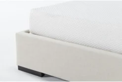 Halle King Upholstered Shelter Bed -Furniture Store 293447 beige fabric bed detail 45