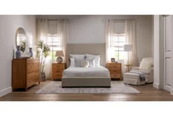 Halle Queen Upholstered Shelter Bed -Furniture Store 293448 natural fabric bed room 46