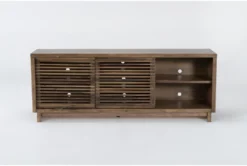 Zayne 75" Tv Stand -Furniture Store 293528 brown wood media console front 02
