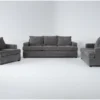 Bonaterra Charcoal 3 Piece Sofa, Loveseat & Chair Set -Furniture Store 294205 grey fabric living room set signature 01