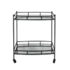 Black Metal 28" 2 Tier Rolling Bar Cart -Furniture Store 294689 black metal bar cart signature 01