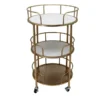 White/Gold Metal 3 Tier Round Rolling Bar Cart -Furniture Store 294690 gold metal bar cart signature 01