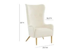 Macey Cream Velvet Wingback Accent Chair -Furniture Store 294763 white fabric accent chair detail 44