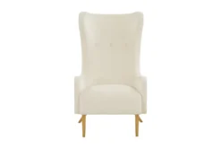 Macey Cream Velvet Wingback Accent Chair -Furniture Store 294763 white fabric accent chair front 02
