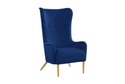 Macey Navy Velvet Wingback Accent Chair
