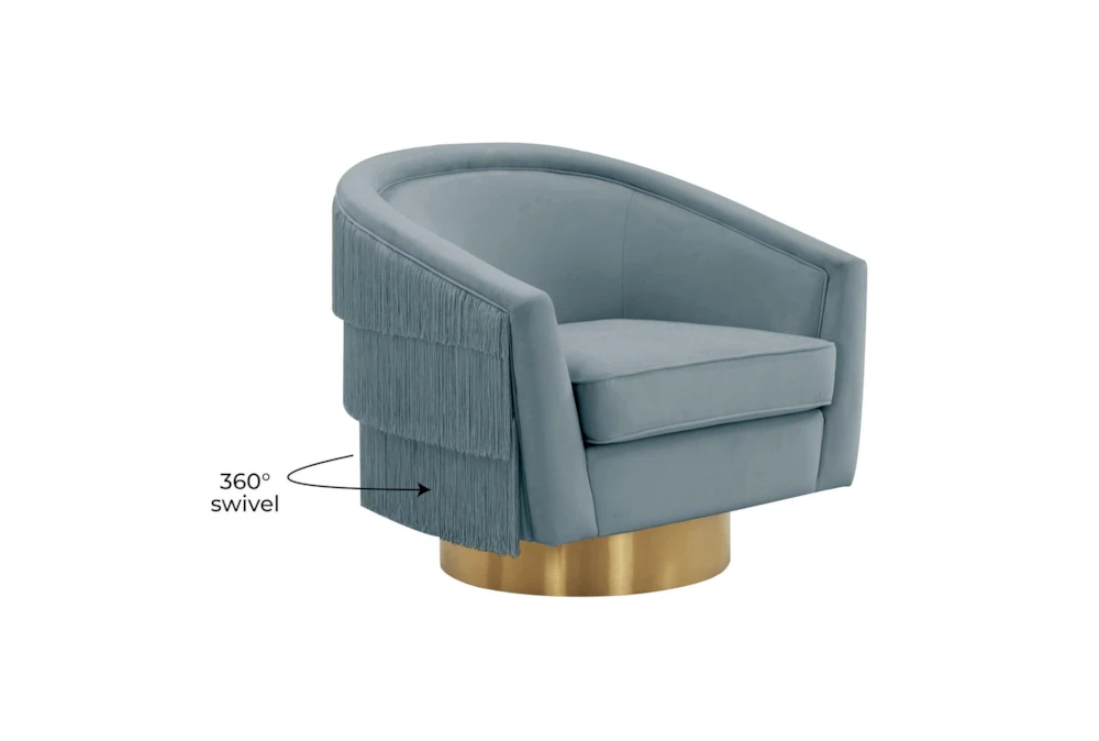 Helen Blue Fringed Swivel Accent Chair 6 Helen Blue Fringed Swivel Accent Chair - Image 4
