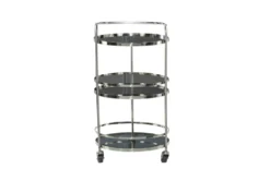 Silver Stainless Steel Round Bar Cart -Furniture Store 295267 silver metal bar cart back 82