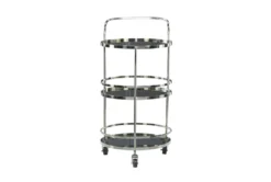 Silver Stainless Steel Round Bar Cart -Furniture Store 295267 silver metal bar cart material 76