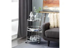 Silver Stainless Steel Round Bar Cart -Furniture Store 295267 silver metal bar cart room 85