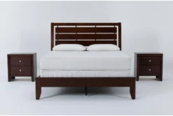 Eva Brown King 3 Piece Bedroom Set With 2 Nightstands