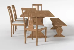 Magnolia Home Collins 84" Dining With Bench & Nora Dining Chairs Set For 6 By Joanna Gaines -Furniture Store 296745 natural wood dining set side 19