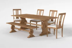 Magnolia Home Collins 84" Dining With Bench & Nora Dining Chairs Set For 6 By Joanna Gaines -Furniture Store 296745 natural wood dining set side 20