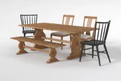 Magnolia Home Collins 84" Dining With Bungalow & Nora Dining Chairs Set For 6 By Joanna Gaines -Furniture Store 296746 natural wood dining set side 20