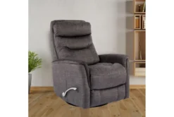 Gannon Faux Leather Charcoal Swivel Glider Rocker Recliner With Adjustable Headrest