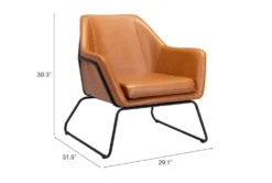 Rayes Cognac Faux Leather Accent Chair -Furniture Store 297547 brown polyurethane accent chair detail 49