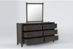Gustav 6 Drawer Dresser/Mirror By Nate Berkus + Jeremiah Brent -Furniture Store 297620 dark brown wood dresser and mirror set side 19