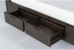 Gustav Queen Panel Bed With Storage By Nate Berkus + Jeremiah Brent -Furniture Store 297642 dark brown wood bed detail 46