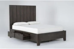 Gustav Queen Panel Bed With Storage By Nate Berkus + Jeremiah Brent -Furniture Store 297642 dark brown wood bed side 19