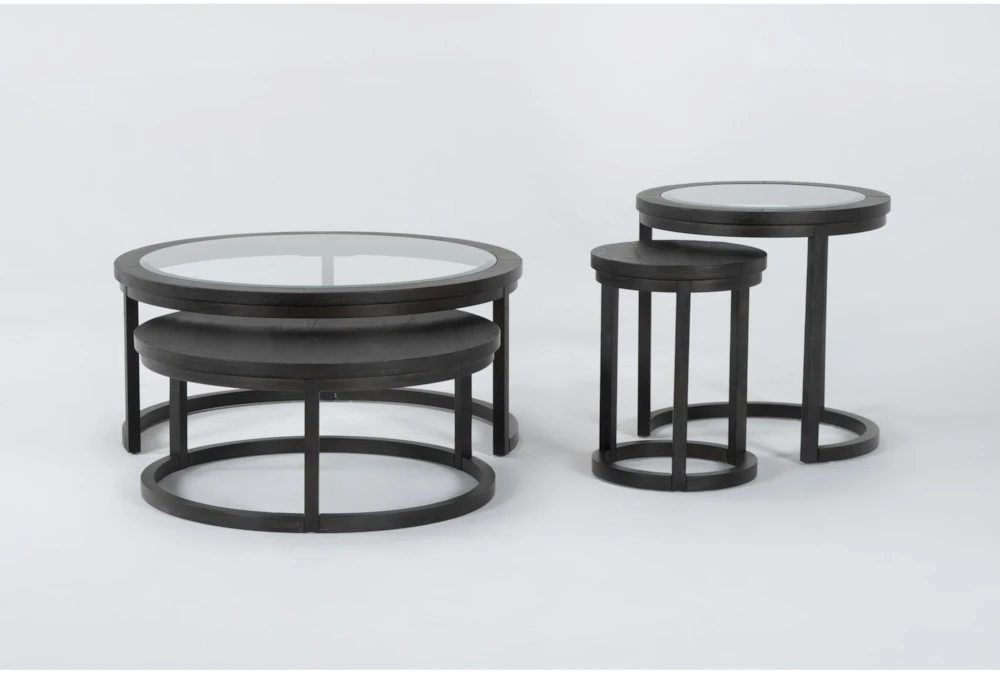 Leo 4 Piece Glass Nesting Coffee Table Set