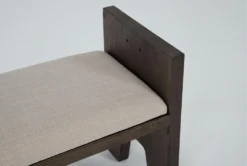 Gustav 60" Bench With Upholstered Seat By Nate Berkus + Jeremiah Brent -Furniture Store 298474 brown wood dining bench detail 45