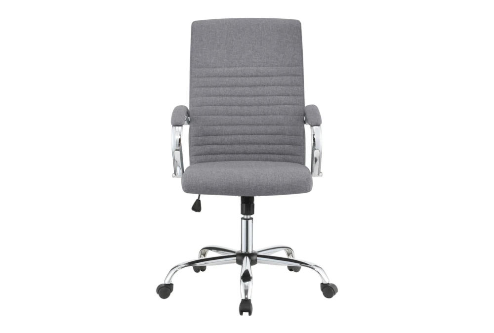 Clayton Grey + Chrome Upholstered Office Chair With Casters 4 Clayton Grey + Chrome Upholstered Office Chair With Casters - Image 2