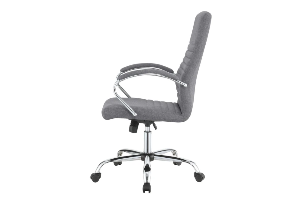 Clayton Grey + Chrome Upholstered Office Chair With Casters 5 Clayton Grey + Chrome Upholstered Office Chair With Casters - Image 3