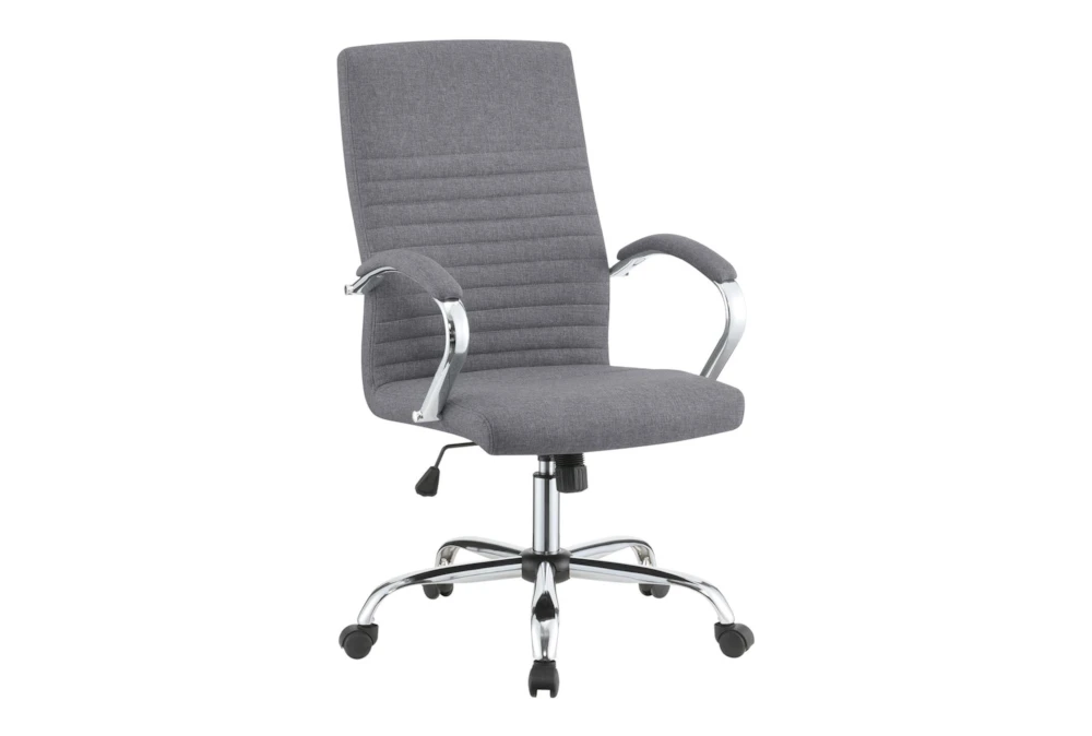 Clayton Grey + Chrome Upholstered Office Chair With Casters 3 Clayton Grey + Chrome Upholstered Office Chair With Casters