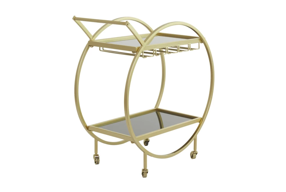 Gold Rolling Round Bar Cart 4 Gold Rolling Round Bar Cart - Image 2