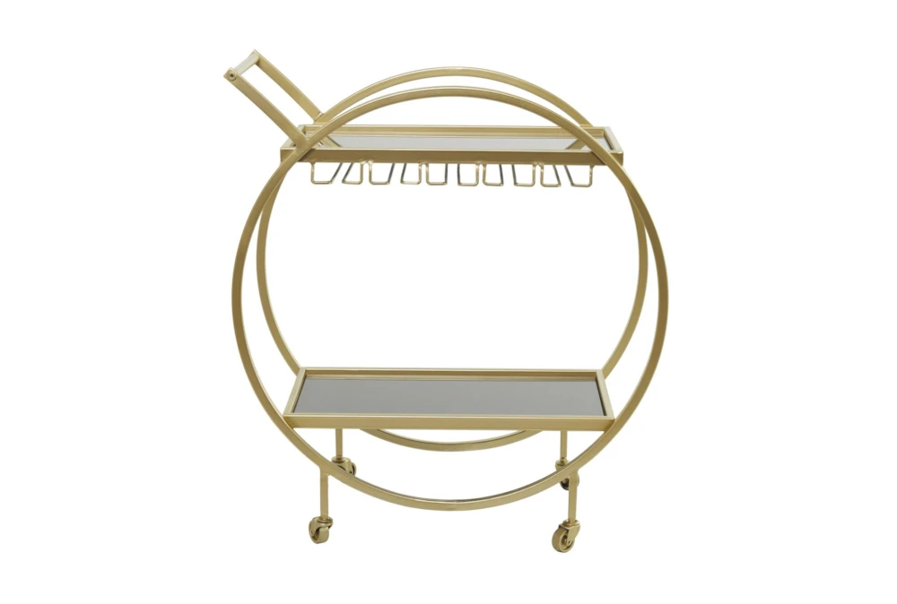 Gold Rolling Round Bar Cart 5 Gold Rolling Round Bar Cart - Image 3