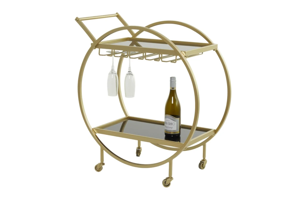 Gold Rolling Round Bar Cart 3 Gold Rolling Round Bar Cart