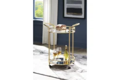 Rene Gold Finish Round Bar Cart -Furniture Store 299650 gold metal bar cart room 85